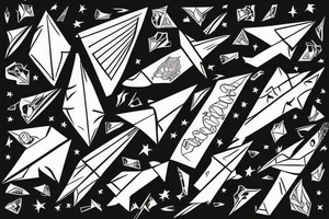 Paper plane flying with a wind trail that spells out JJ tattoo idea