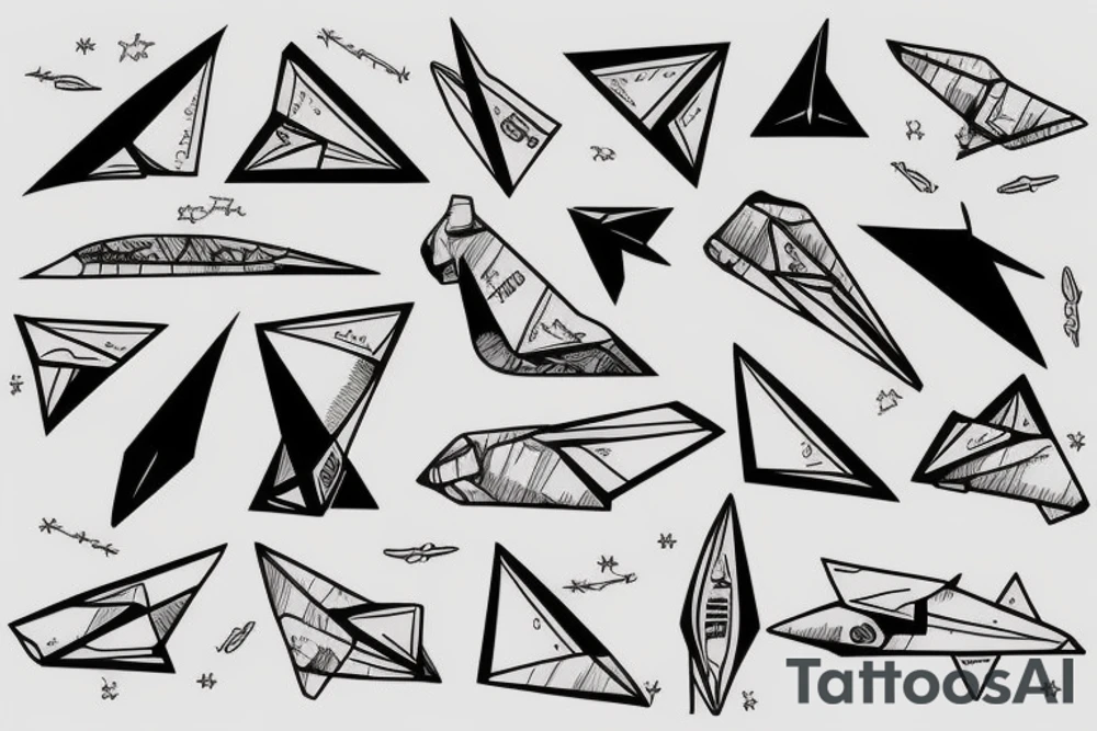 Paper plane outline tattoo idea