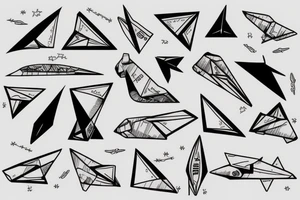 Paper plane outline tattoo idea