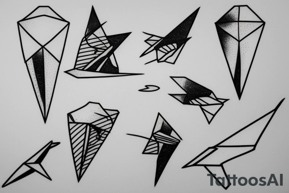 Paper plane outline tattoo idea