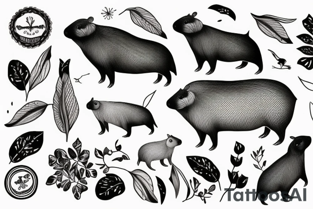 capybara with a bird on its head tattoo idea