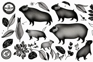 capybara with a bird on its head tattoo idea
