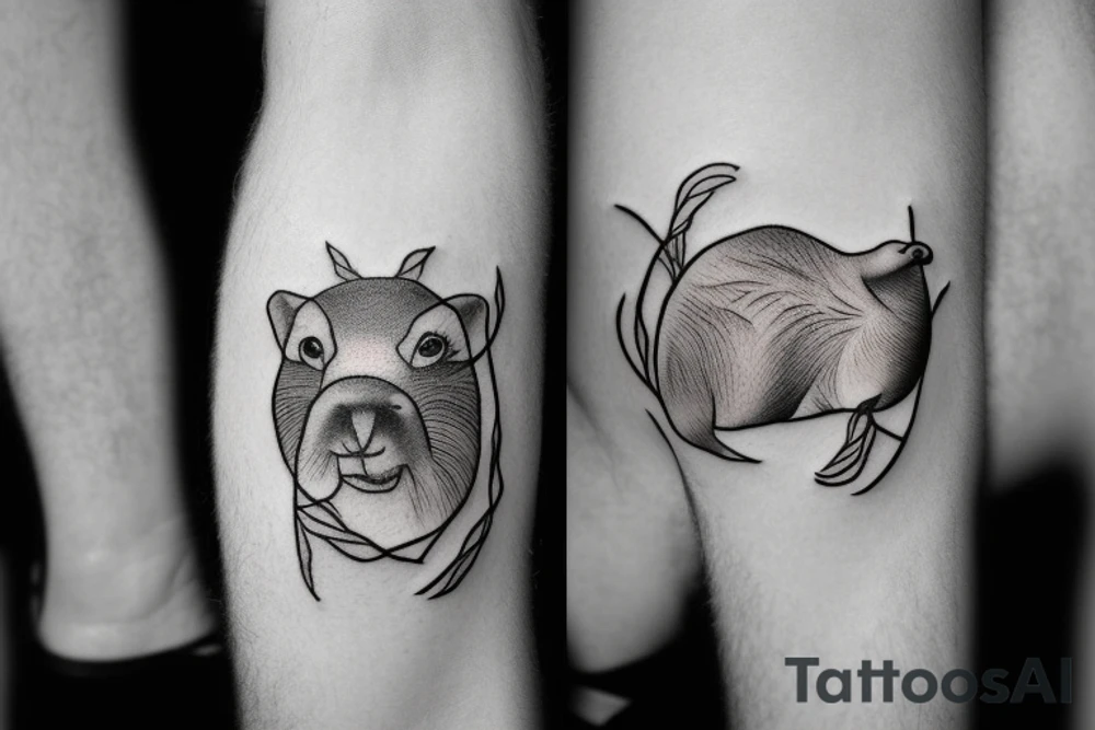 capybara with a bird on its head tattoo idea