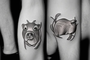 capybara with a bird on its head tattoo idea