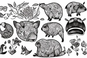 capybara with a bird on its head tattoo idea