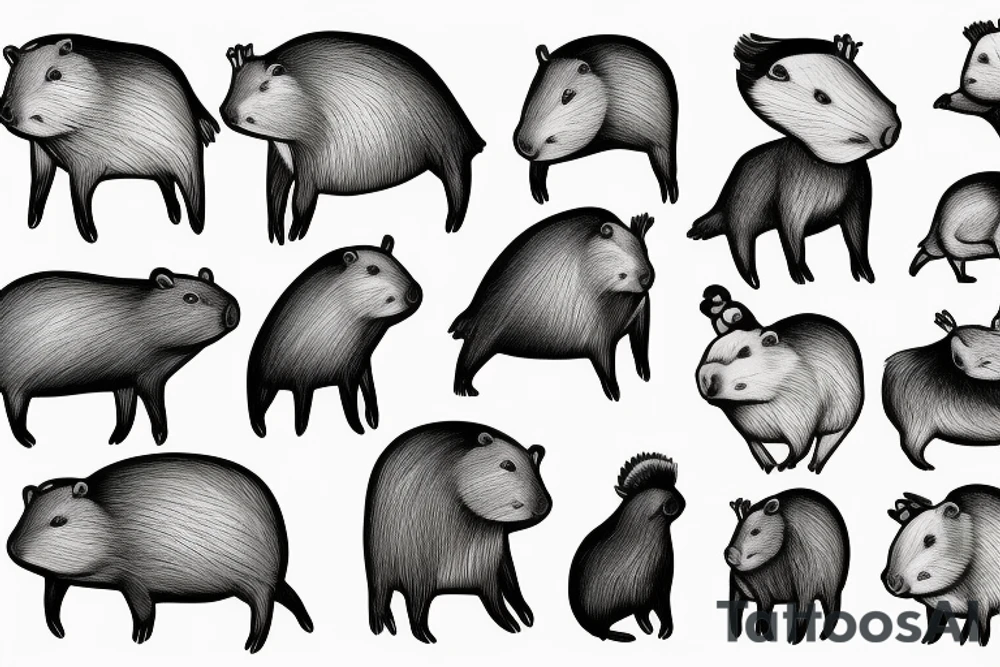 capybara with a bird on its head tattoo idea