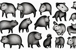 capybara with a bird on its head tattoo idea