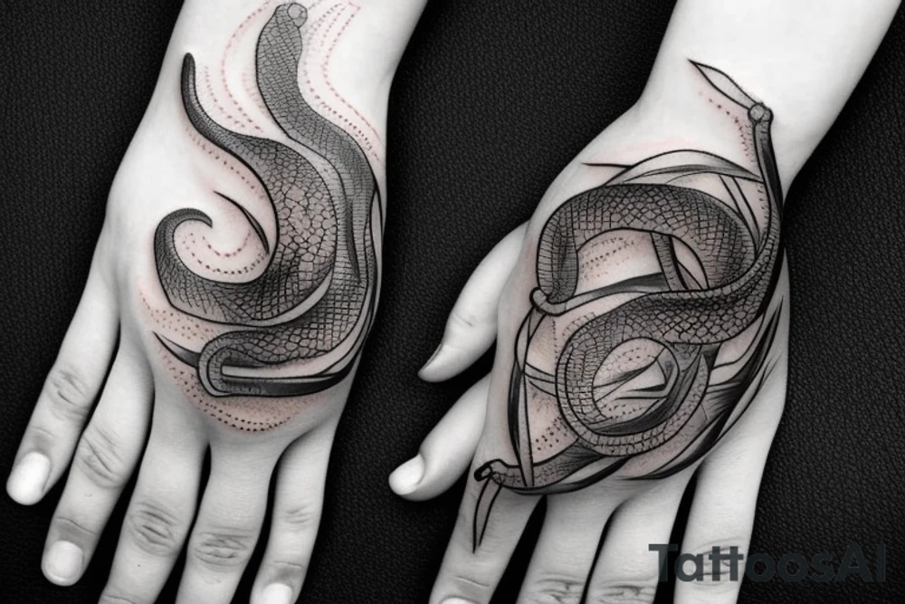 Black snake on the hand tattoo idea