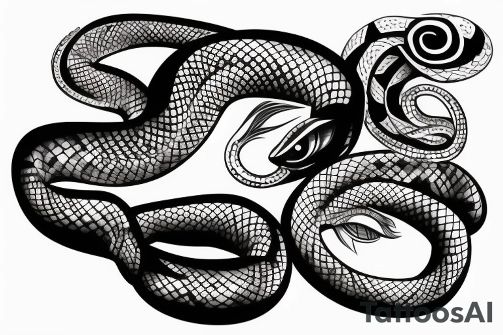 Little snake with big eyes tattoo idea
