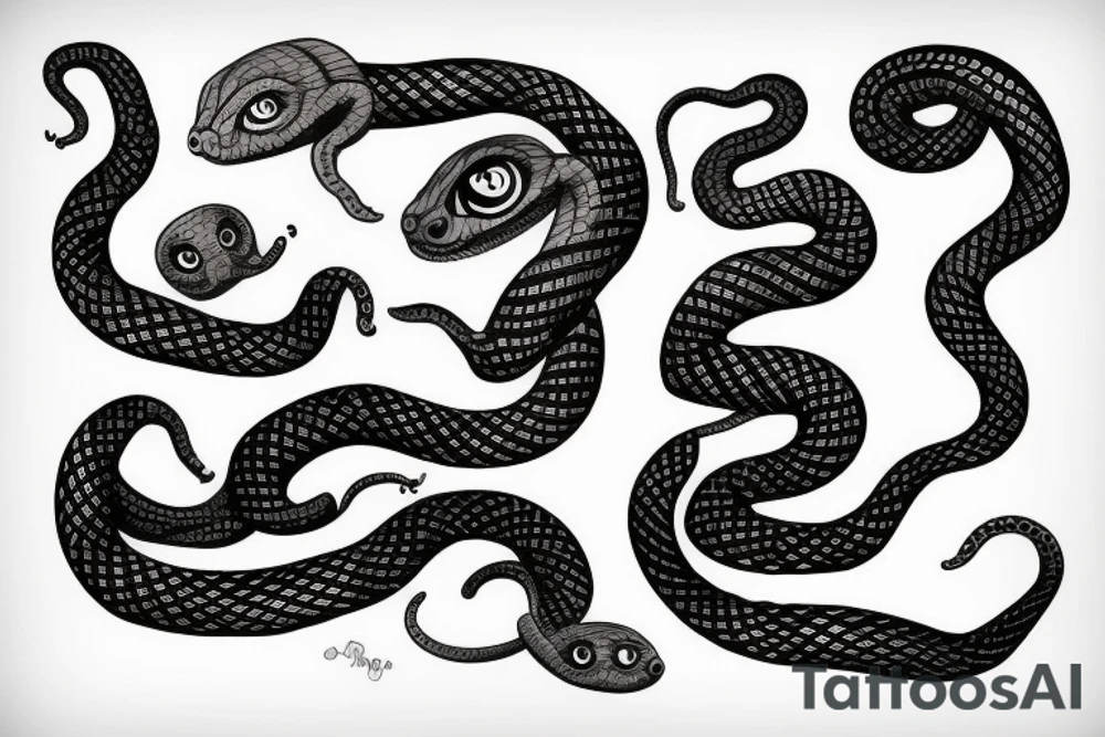 Little snake with big eyes tattoo idea
