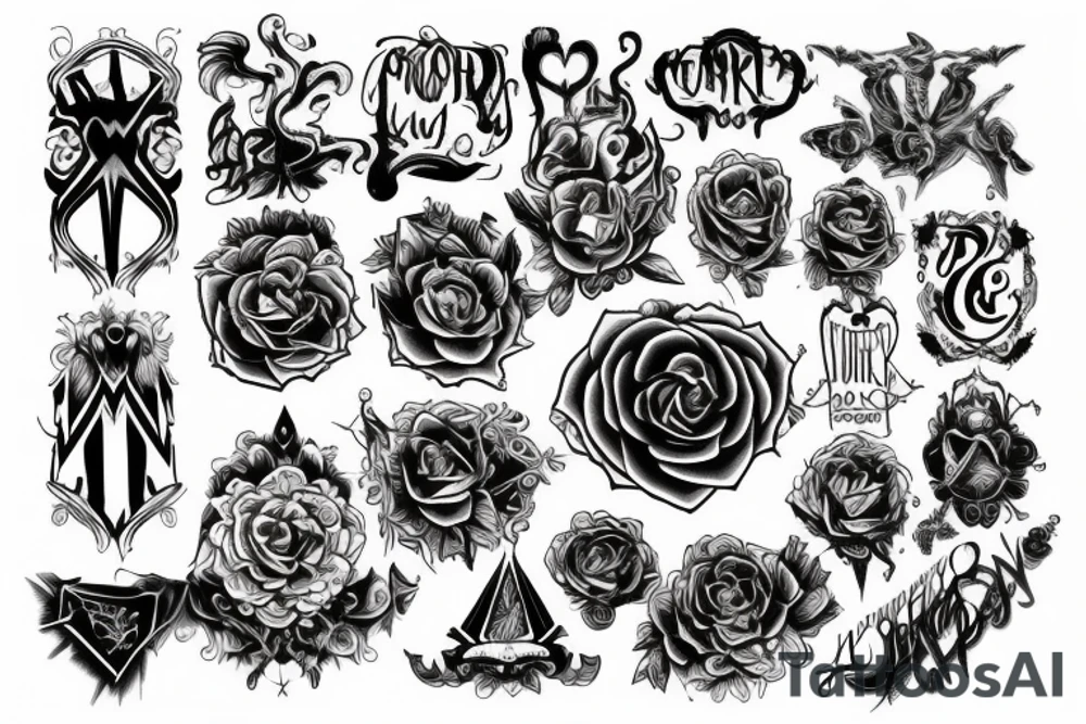 Word "Momentum" in gothic form tattoo idea