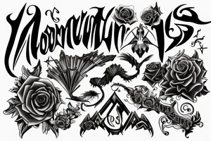 Word "Momentum" in gothic form tattoo idea