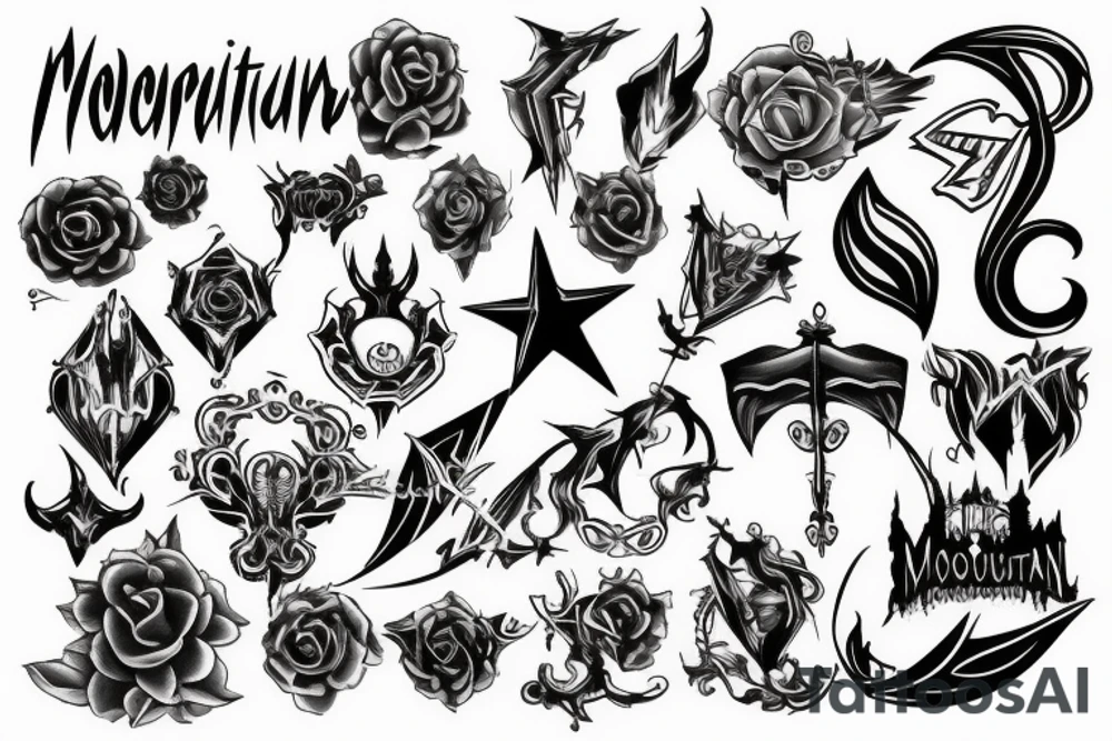 Word "Momentum" in gothic form tattoo idea
