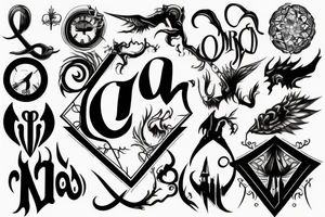 Word "Momentum" in gothic form tattoo idea