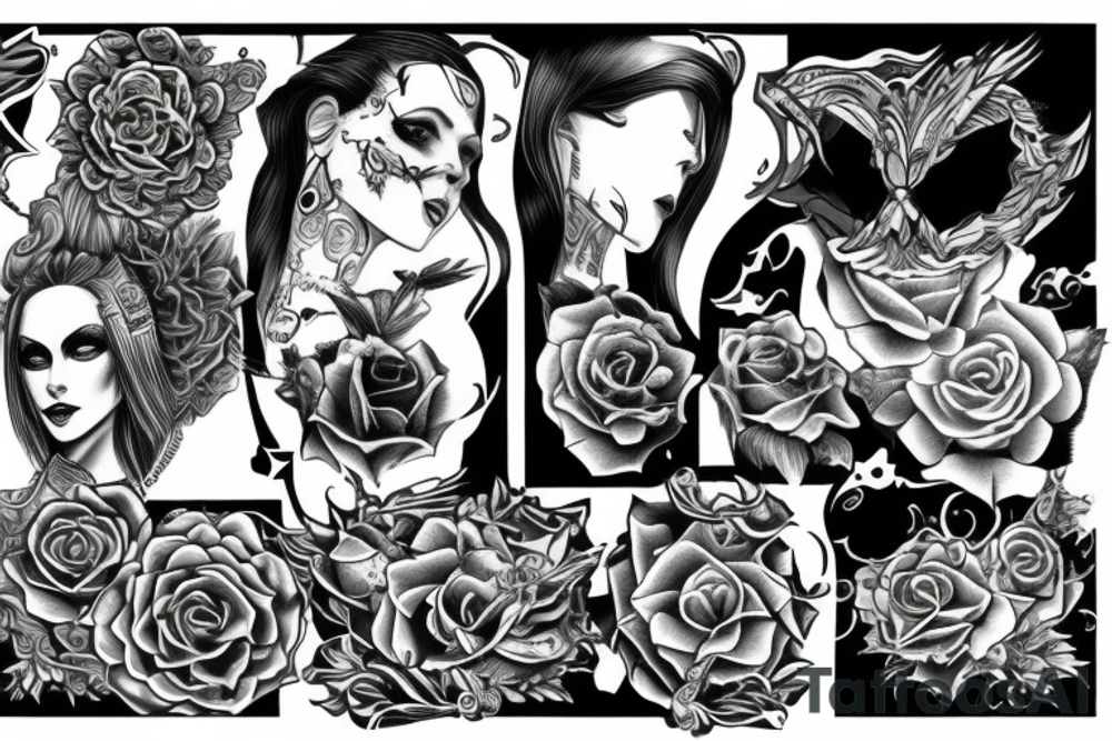 Word "Momentum" in gothic form tattoo idea