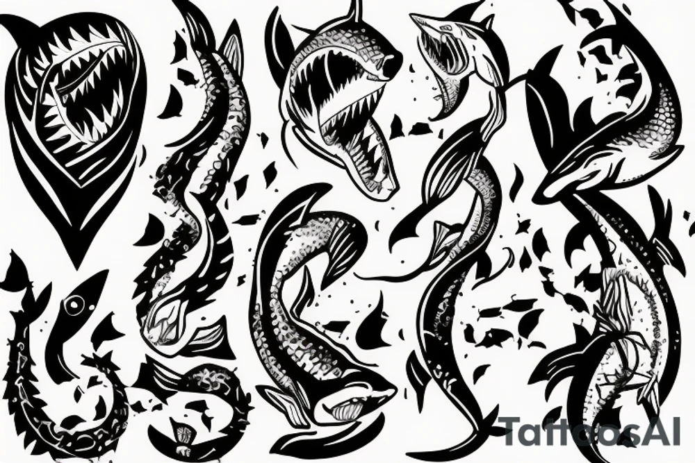 large shark big tail tattoo idea