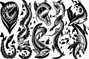 large shark big tail tattoo idea