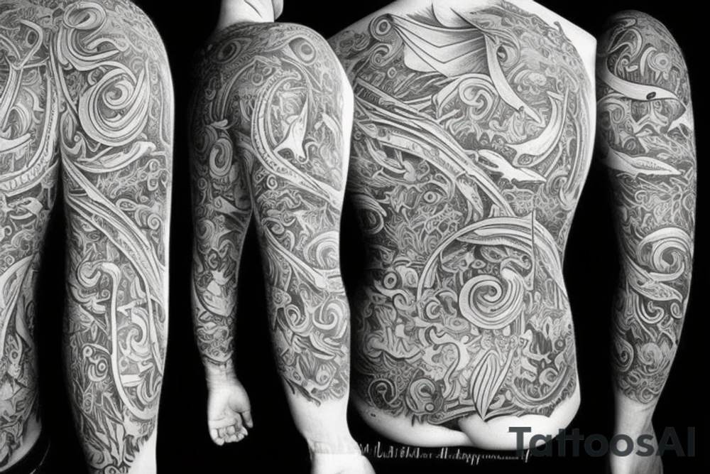 large shark big tail tattoo idea