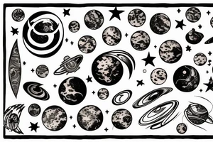 Galaxy Slayer Zed with planets tattoo idea