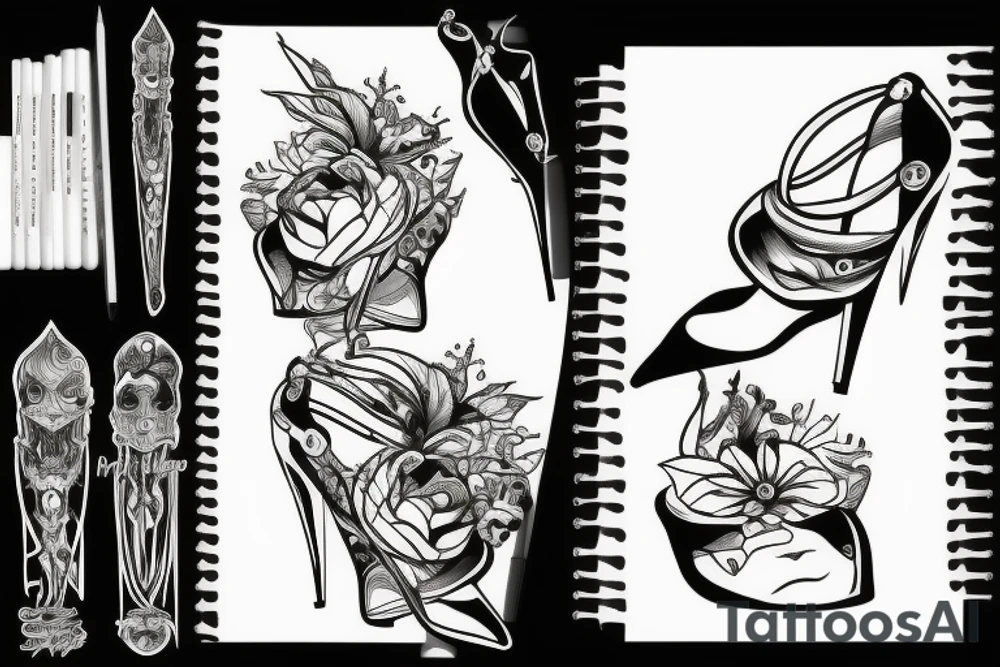 Uno stiletto con l'impugnatura testa di corvo tattoo idea