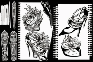 Uno stiletto con l'impugnatura testa di corvo tattoo idea