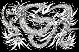 Ancient dragon without eyes tattoo idea