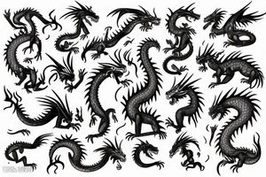 Ancient dragon without eyes tattoo idea