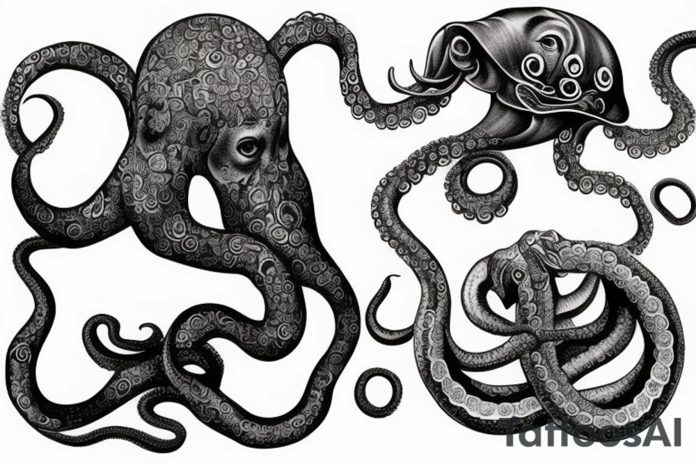octopus elephant tattoo idea