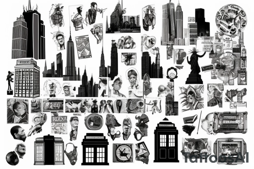 3 endless new york style buildings tattoo idea