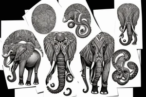 elephant with octopus head tattoo idea