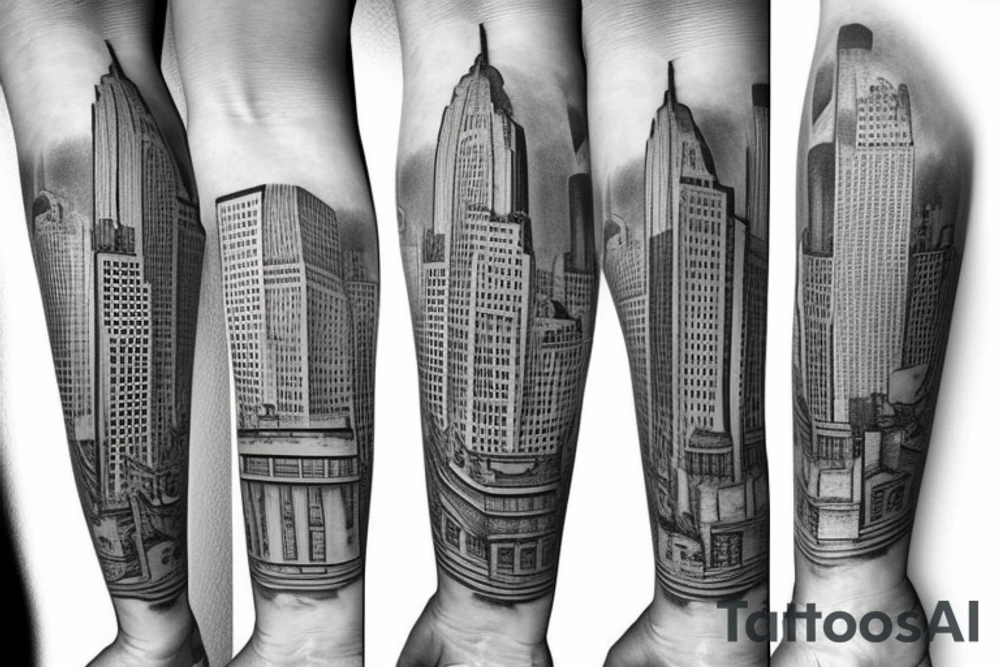3 endless new york style buildings tattoo idea