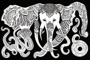 elephant with octopus head tattoo idea