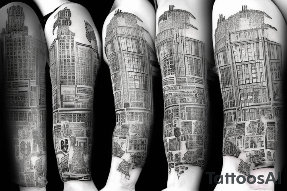 3 endless new york style buildings tattoo idea