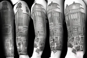 3 endless new york style buildings tattoo idea