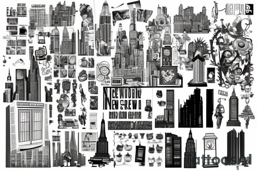 3 endless new york style buildings tattoo idea