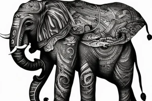 elephant multiple trunks tattoo idea