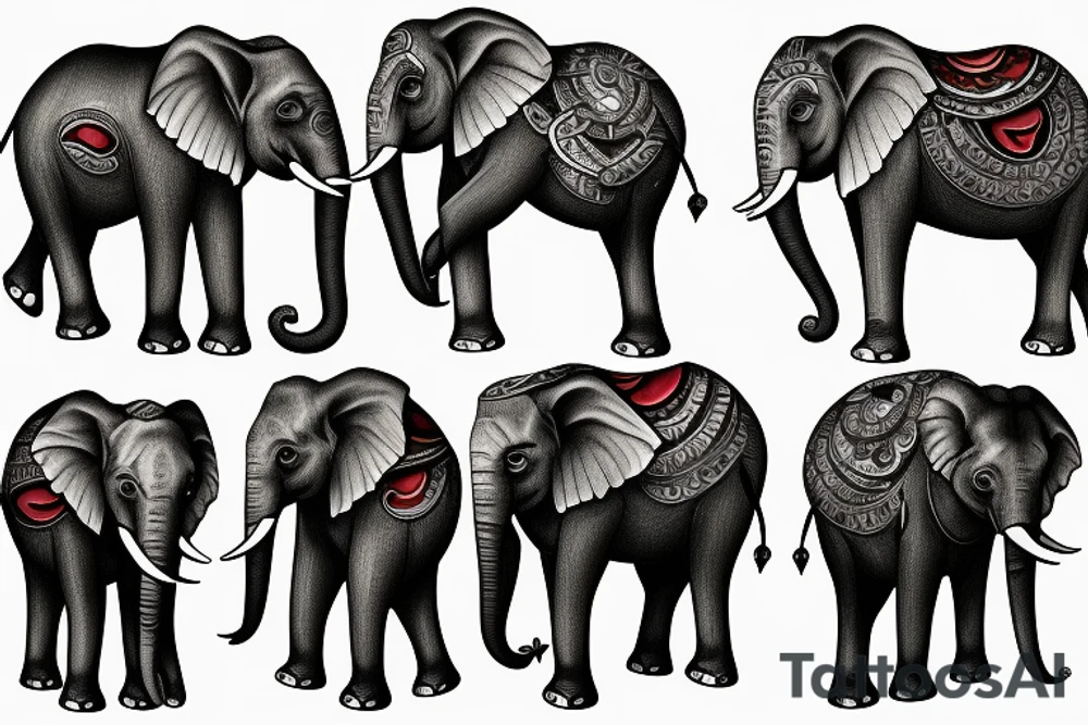 elephant multiple trunks tattoo idea
