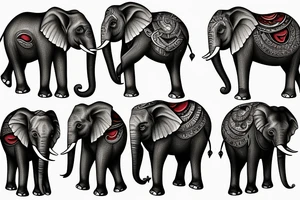 elephant multiple trunks tattoo idea