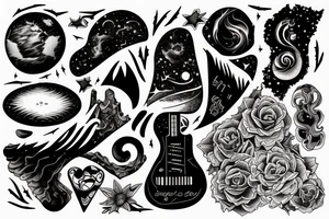 Flowing, everlong, stars and planets, mars ecological footprint, music, the first day of my life song played by my dad tattoo idea