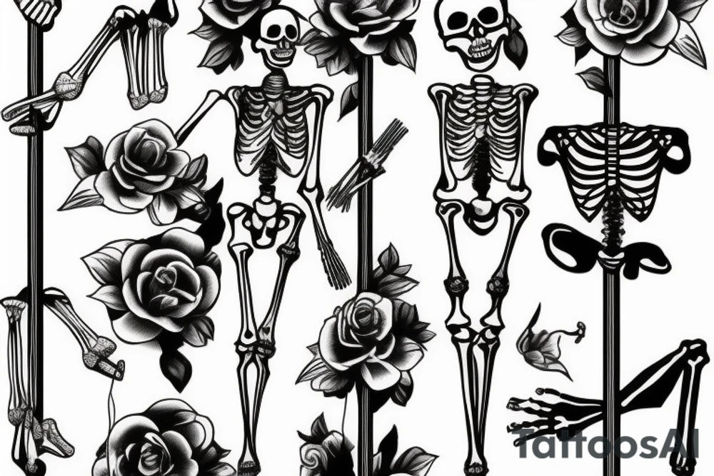 Skeleton poledancing tattoo idea
