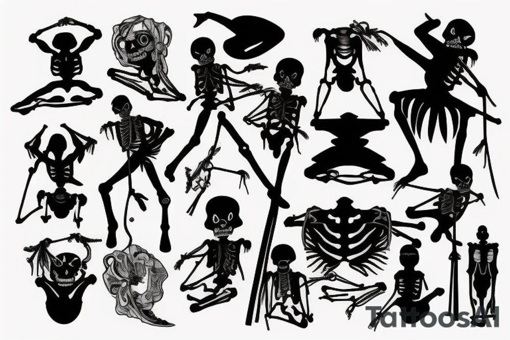 Skeleton poledancing tattoo idea