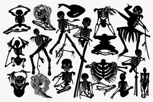 Skeleton poledancing tattoo idea