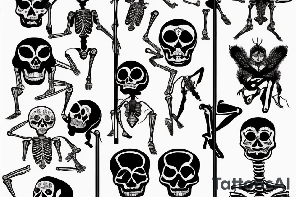 Skeleton poledancing tattoo idea