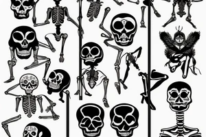 Skeleton poledancing tattoo idea