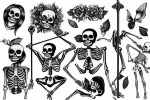 Skeleton poledancing tattoo idea