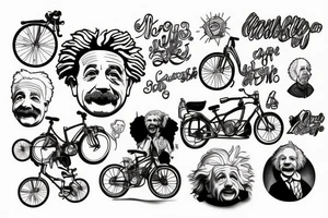 Albert Einstein, e=mc2, riding bike tattoo idea