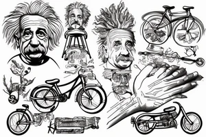 Albert Einstein, e=mc2, riding bike tattoo idea