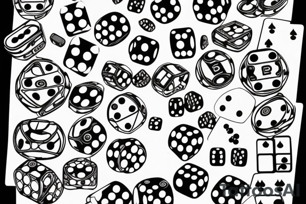 893 number with dice and poker csrds on background tattoo idea