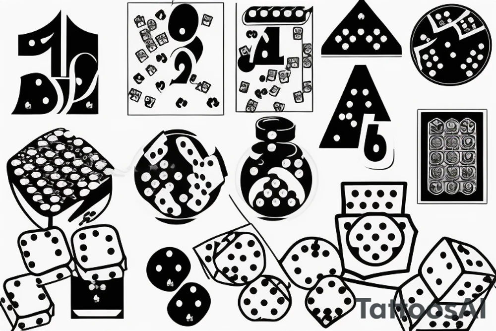 893 number with dice and poker csrds on background tattoo idea