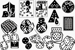 893 number with dice and poker csrds on background tattoo idea
